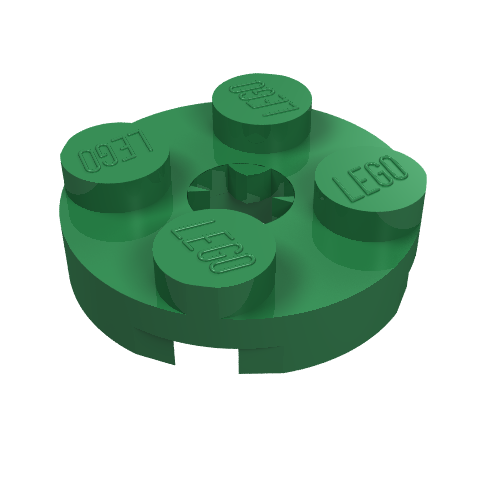 Lego Plate Round 2 x 2 with Axle Hole Type 2 (X Opening) / Green