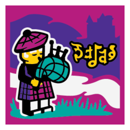 Lego Tile 2 x 2 with Bagpiper print / Magenta