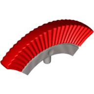 Lego Headwear Accessory Helmet Crest with Pin and Red Plumes Print / Flat Silver