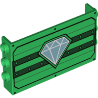 Lego Panel 1 x 6 x 3 with Studs on Sides with Dark Green Lines and Diamond Print / Green