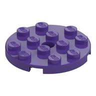 Lego Plate Round 4 x 4 with Pin Hole / Dark Purple