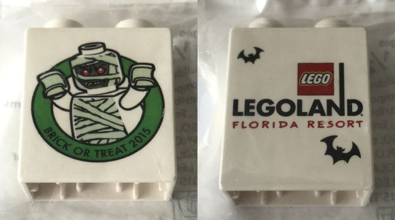Lego Duplo, Brick 1 x 2 x 2 with Brick or Treat 2015 LEGOLAND Florida Resort Mummy Pattern