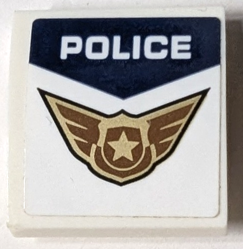 Lego Slope, Curved 2 x 2 x 2/3 with 'POLICE' and Gold Badge with Wings Pattern (Sticker) - Set 60209