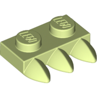 Lego Plate Special 1 x 2 with Three Teeth [Tri-Tooth] / Yellowish Green