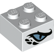 Lego Brick 2 x 2 with Medium Blue Snake Eye, Black/White Scales / White