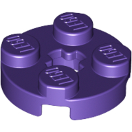 Lego Plate Round 2 x 2 with Axle Hole Type 1 (+ Opening) / Dark Purple