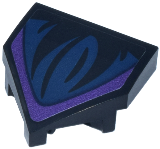 Lego Wedge 2 x 2 x 2/3 Pointed with Dark Blue Flower Leaves with Medium Lavender Edge Pattern (Sticker) - Set 76784