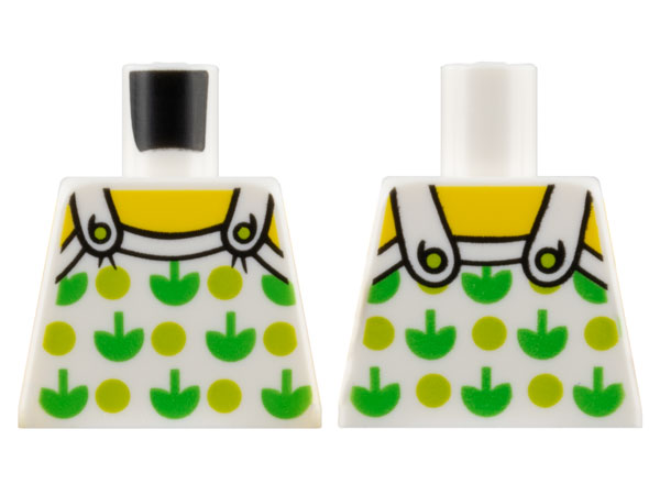 Lego Torso Halter Top with Green Apples and Lime Spots and Back Print Pattern / White