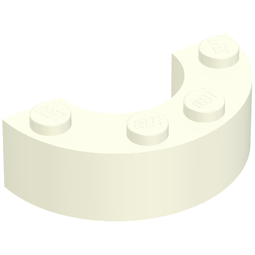 Lego Brick Round Corner 2 x 4 without Stud Notches / White