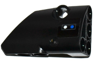 Lego Technic, Panel Fairing # 2 Small Smooth Short, Side B with Blue and White Dots in Dark Bluish Gray Rectangle Pattern (Sticker) - Set 75120 / Black