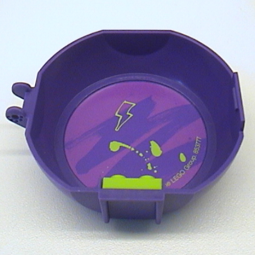 Lego Pod, Round, Half, Back with 1 x 2 Plate Lime with Lightning Bolt Sticker