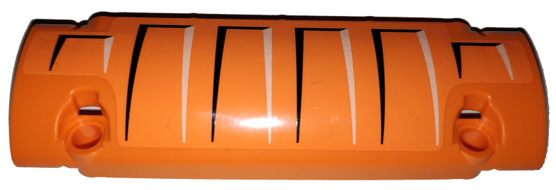 Lego Technic, Panel Curved 11 x 3 with Sheet Metal Indentations on Orange Background Pattern Model Left Side (Sticker) - Set 42038 / Orange