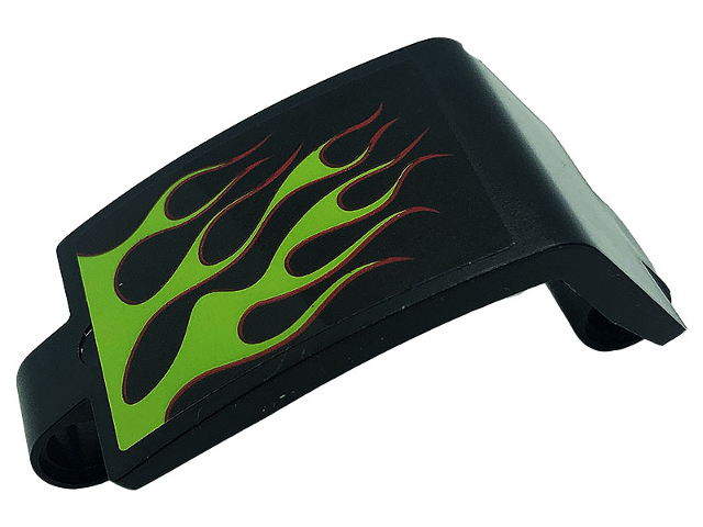 Lego Technic, Panel Curved 3 x 5 x 3 with Lime Flames Pattern Model Right Side (Sticker) - Set 42118