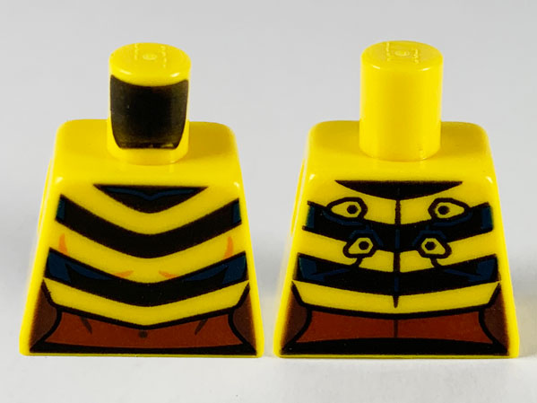 Lego Torso Female, 3 Black Chevron Stripes, Reddish Brown Midriff Pattern