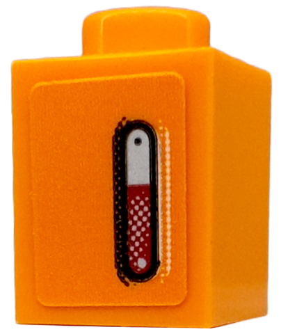 Lego Brick 1 x 1 with Red and Silver Blinker Light with Black Outline Pattern Model Left Side (Sticker) - Set 76918