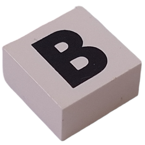 Lego Modulex Tile 2 x 2 with Black 'B' Print, Internal Supports / Modulex White