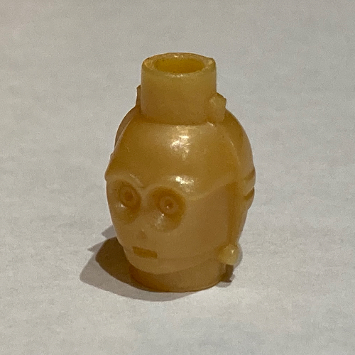 Lego Pen Bead, Head, C-3PO / Pearl Light Gold