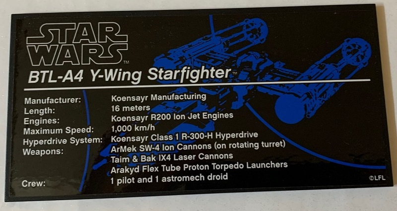Lego Tile 8 x 16 with Bottom Tubes, Textured Surface with Star Wars BTL-A4 Y-Wing Starfighter Pattern (Sticker) - Set 75181