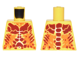 Lego Torso Nexo Knights Bare Chest with Dark Red and Orange Bones and Smudges Pattern / Yellow