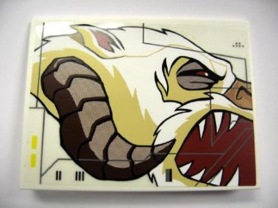 Lego Slope 10 6 x 8 with Wampa Face Profile Pattern Model Right Side (Sticker) - Set 10195 / White