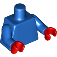 Lego Torso, Blue Arms, Red Hands [Plain] / Blue