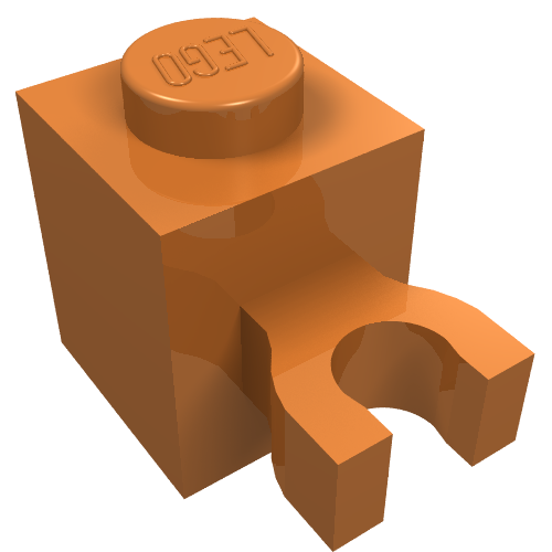 Lego Brick Special 1 x 1 with Clip Vertical [Thick U Clip, Solid Stud] / Medium Nougat