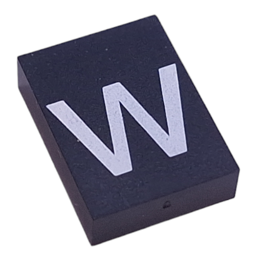 Lego Modulex Tile 3 x 4 with White 'w' Print, without Internal Supports / Modulex Black