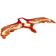 Lego Wings, with Yellow and Orange Flames on Red Print / Trans-Clear