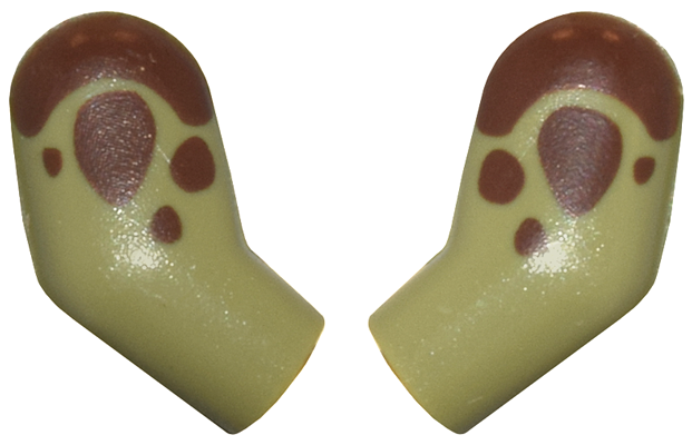 Lego Arm, (Matching Left and Right) Pair with Reddish Brown Dinosaur Spots Pattern / Olive Green