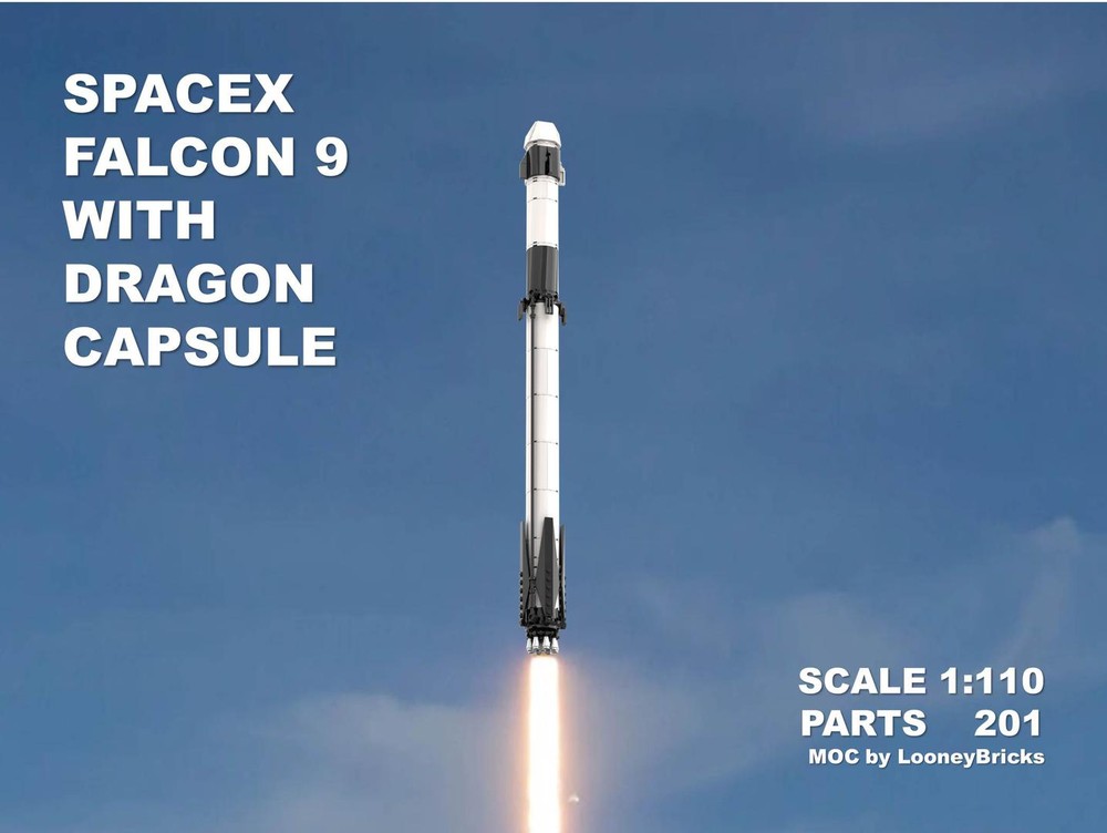 Lego SpaceX Falcon 9 with dragon capsule