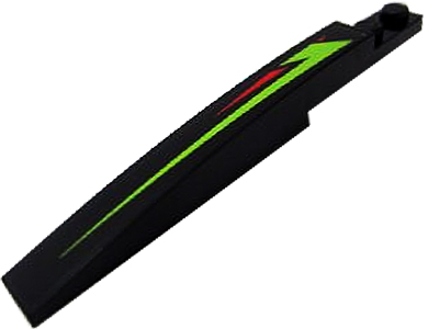 Lego Slope, Curved 10 x 1 with Lime and Red Stripes Pattern Model Left Side (Sticker) - Set 60114 / Black