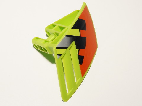 Lego Technic, Panel RC Car Mudguard Small, Right with Red Area and Black Stripes Pattern (Sticker) - Set 8675 / Lime