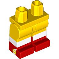 Lego Hips with Yellow Legs and Red Boots Pattern with White Sox, Gold on Side Print / Yellow