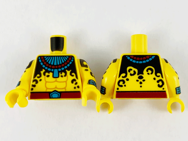 Lego Torso Dark Azure and Dark Red Armor, Belt and Black Spots Pattern / Yellow Arms with Spots and Cuffs Pattern / Yellow Hands