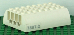 Lego Slope, Curved 6 x 8 x 2 Double with Light Bluish Gray '7897-2' Pattern on Both Sides (Stickers) - Set 7897 / White