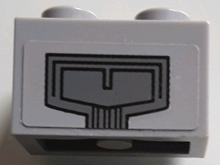 Lego Brick 1 x 2 with Dark Bluish Gray Panel with Black Lines Pattern (Sticker) - Set 75095