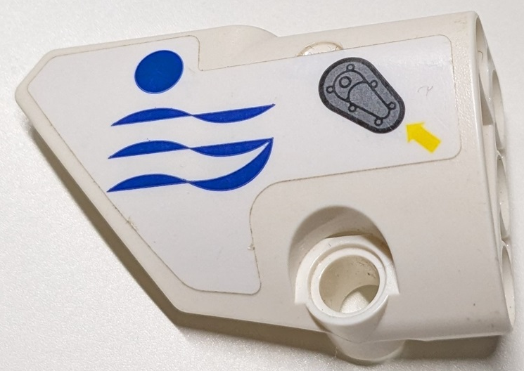 Lego Technic, Panel Fairing # 1 Small Smooth Short, Side A with Yellow Arrow, Silver Latch and Blue Galadari Motor Driving Center Logo Pattern (Sticker) - Set 42125