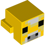 Lego Minifig Head Special, Cube with Rear Ledge, Pixelated Face with Black Eyes, Grey Snout Print / Yellow
