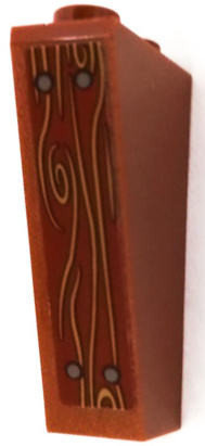 Lego Slope, Inverted 75 2 x 1 x 3 with Wood Grain and 4 Nails Pattern (Sticker) - Set 41432 / Reddish Brown