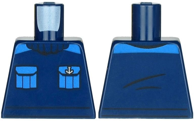 Lego Torso Turtleneck Sweater with Blue Pockets and Silver Anchor Pattern / Dark Blue