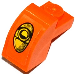 Lego Slope, Curved 2 x 1 x 1 1/3 with Recessed Stud with Yellow Headlight Pattern (Sticker) – Set 75912 / Orange