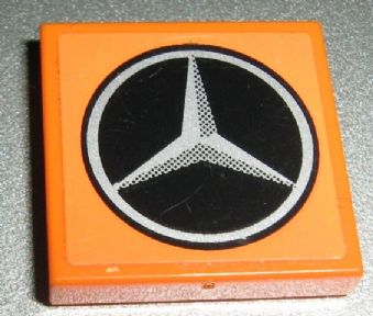 Lego Tile 2 x 2 with Mercedes-Benz Logo Pattern (Sticker) - Set 8110 / Orange