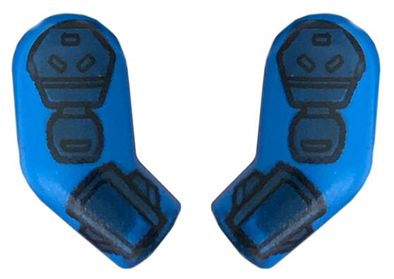 Lego Arm, (Matching Left and Right) Pair with Dark Blue Pads Pattern / Blue