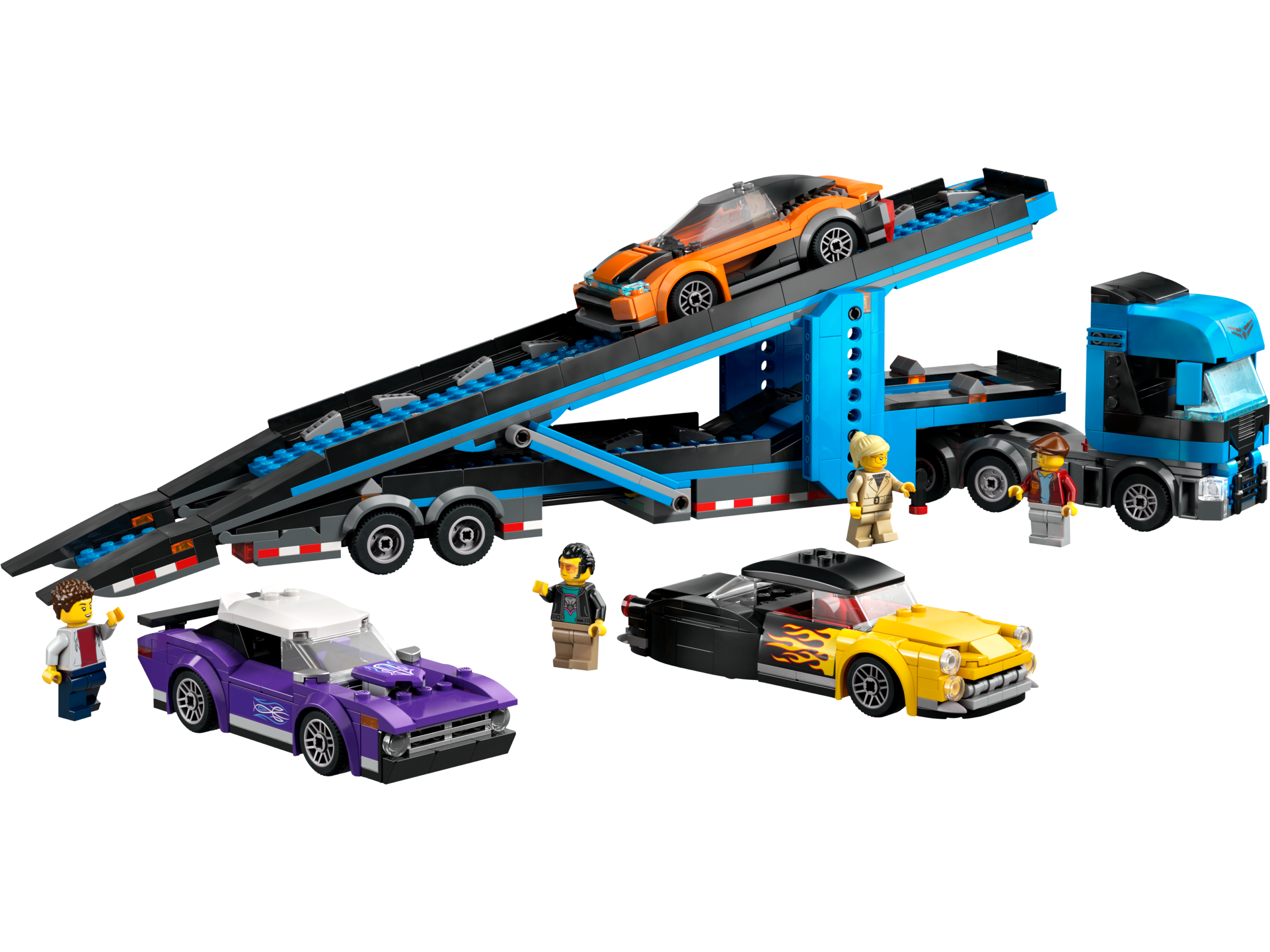Lego Car Transporter Truck with Sports Cars