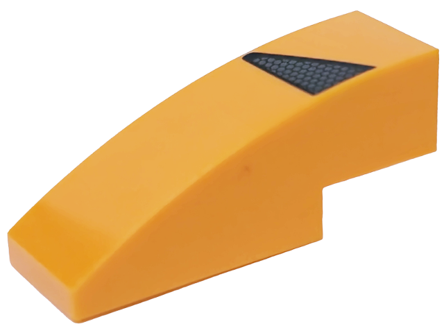 Lego Slope, Curved 3 x 1 with Black and Dark Silver Honeycomb Air Vent Pattern Model Left Side