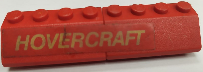 Lego Stickered Assembly 8 x 2 x 1 with 'HOVERCRAFT' on Red Background Pattern Model Left Side (Sticker) - Set 663