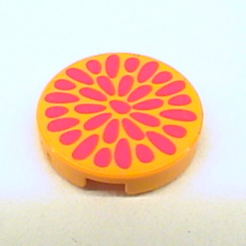 Lego Tile Round 2 x 2 with Belville Flower Center Print