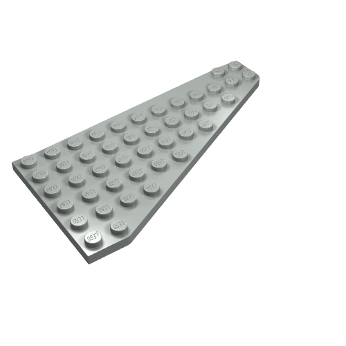 Lego Wedge, Plate 7 x 12 Wing Left / Light Gray