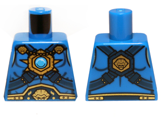 Lego Torso Armor Vest, Lion Belt, Chain and Gold and Dark Azure Round Jewel (Chi) Pattern / Blue