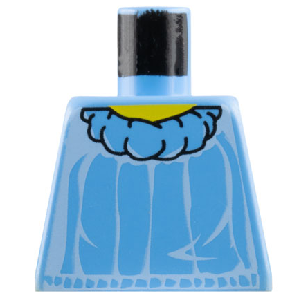 Lego Torso Blouse with Puffy Collar and White Creases, Yellow Neck Pattern / Medium Blue